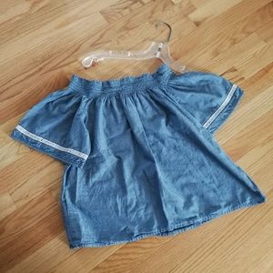 Calvin Klein Off The Shoulder Blue Top